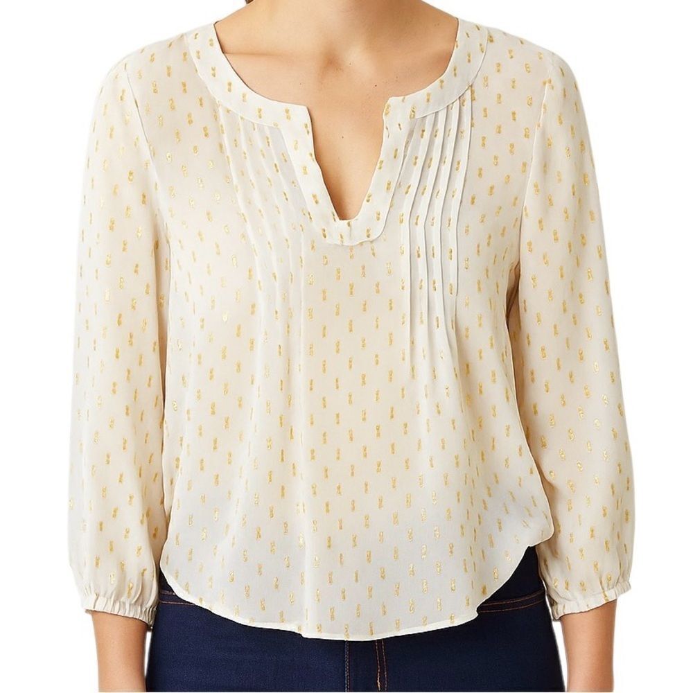 Lilly Pulitzer Silk Gold Shimmer Blouse